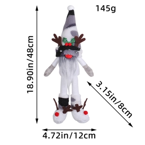 Christmas gnome doll with reindeer antlers and long legs, 48cm height size chart guide