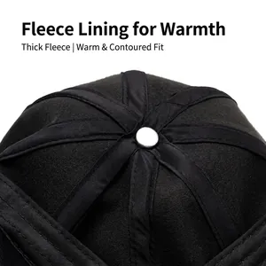 Winter faux leather beret hat with warm fleece lining and reinforced stitching detail
