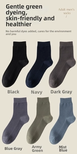 Close-up of six cotton crew socks in neutral tones with breathable checkered knit texture