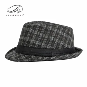 Cappello fedora jazz in lana a scacchi stile vintage britannico