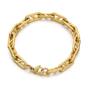 Minimalist gold stainless steel geometric chain bracelet with lobster clasp and shiny finish