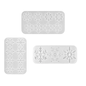 Three-piece set of translucent silicone snowflake molds for DIY resin crafts and ornaments