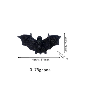 Detailed dimensions of 4cm black plastic bat toy with precise size and weight markers