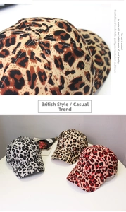 Detailed view of leopard print baseball cap fabric texture and washed cotton stitching