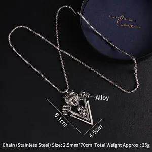 Collier punk pour homme avec pendentif tête de tigre et crâne en acier inoxydable