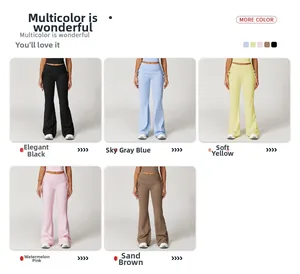 Fold-over high waist flare yoga pants with side drawstring detail in five various colors