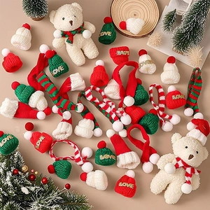 Mini Christmas knitted hats and scarves set for DIY crafts and festive decorations