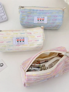 Estuche de tweed de gran capacidad y bolsa estética para papelería o maquillaje