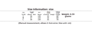 Size chart for women's hooded sweatshirt with shoulder, bust, and length measurements