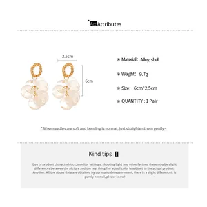 Detailed size specifications for bohemian round shell tassel earrings showing measurements