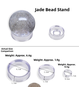 Three sizes of acrylic display stands for beads and gemstones with weight details
