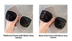 Comparison of White Gold and Black Gold oversized sunglasses with dark gray lenses