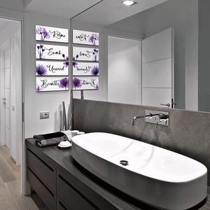 Plaques Murales En Bois Pour Salle De Bain Art Floral Relax Soak Unwind Breathe Décoration De Maison De Ferme