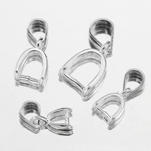 Polished S925 sterling silver pinch bails for pendants in two sizes for jewelry DIY