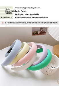 Macro shot of colorful padded sponge headbands showing various macaron colors and fabric texture
