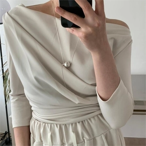 Minimalist 925 Sterling Silver Round Bead Pendant Necklace For Women Elegant Adjustable Mirror Polished Snake Chain