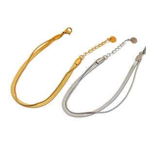 Bracciale a doppio strato in acciaio inossidabile oro e argento maglia serpente