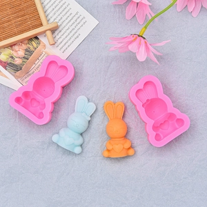 Cartoon rabbit silicone mold set for chocolate mousse and ice cream with heart details