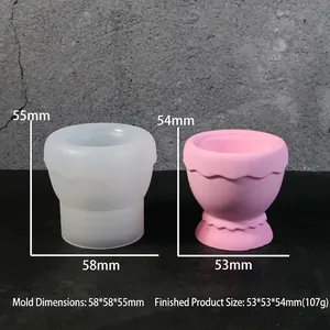 Détail du moule en silicone et du récipient à bougie avec dimensions précises
