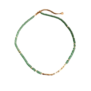 18K gold plated green aventurine beaded adjustable necklace with vintage ethnic style