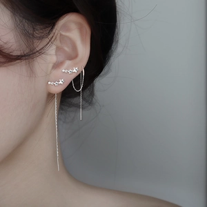 Fashion Copper Zirconia Star Threader Earrings Long Tassel Starry Ear Line For Women Minimalist Sweet Jewelry Gift