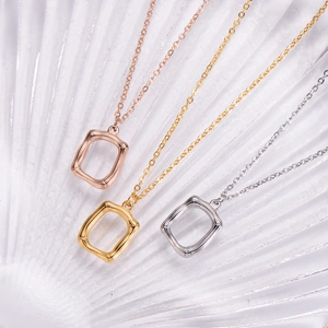 Three-color set of rectangular bamboo-textured pendants in gold, rose gold and silver finish