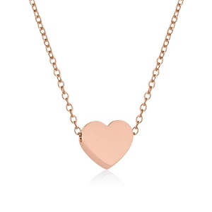 Collier avec pendentif cœur en or rose poli pour femme avec finition miroir minimaliste