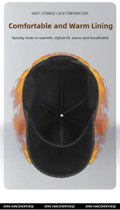 Detail of warm thermal fleece lining inside the men's winter baseball cap