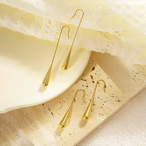 Teardrop Drop Earrings Stainless Steel Polished Mirror Finish Minimalist Long Hook Water Drop Style For Women Elegant Jewelry