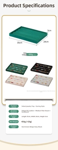 Detailed view of velvet earring organizer trays in green, beige, grey, and black options
