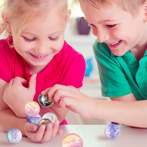 32mm star galaxy bouncy balls with colorful glitter for kids vending machine toys
