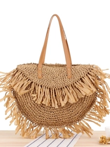 Bohemian Paper Rope Woven Shoulder Bag With Tassel Summer Beach Vacation Tote For Women Handmade Straw Style Handbag