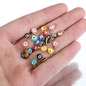 Golden stainless steel Turkish evil eye charms in assorted enamel colors for DIY jewelry