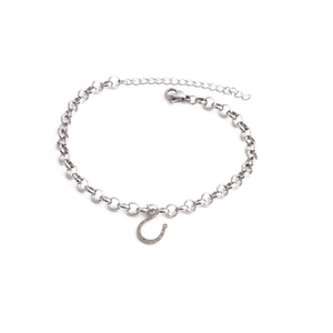 Stainless Steel Horseshoe Pendant Bracelet Minimalist Lucky Charm Adjustable Chain Jewelry For Women Men
