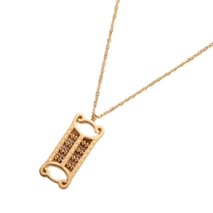 Elegant gold plated stainless steel abacus pendant necklace on a clean white background