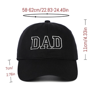 Casquette de baseball classique en coton noir avec broderie DAD et sangle réglable