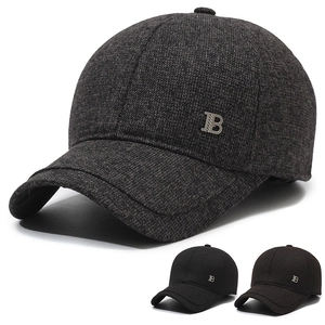 Men Winter Warm Baseball Cap Wool Blend With Earflaps Windproof Adjustable Thick Outdoor Cold Weather Hat