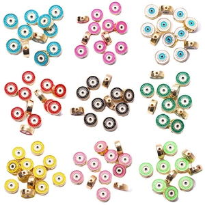 Colorful Turkish evil eye beads with gold edges for DIY bracelet and jewelry making
