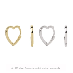 Heart Hoop Earrings 925 Sterling Silver Simple Sweet Minimalist Jewelry For Women Daily Versatile Accessory