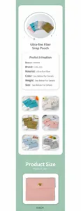 Microfiber jewelry pouches with gold snap buttons, 8x8cm size, available in various colors