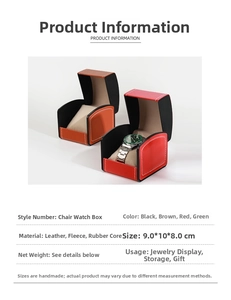 Detail view of brown and red PU leather watch boxes with litchi grain and soft velvet lining