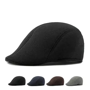 Herren Schiebermütze Retro Britischer Stil Wollmischung Ivy Baskenmütze Warm Winter Einfarbig Vintage Jagdhut