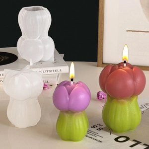 Tulip flower silicone mold for handmade scented candle and resin craft making set