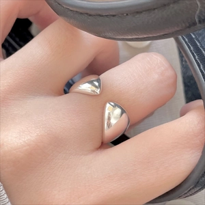 925 Sterling Silver Open Adjustable Ring Minimalist Geometric Water Drop Design Mirror Polished Jewelry For Women
