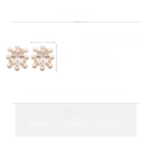 Detailed size specifications for flower pearl earrings with copper and zircon material