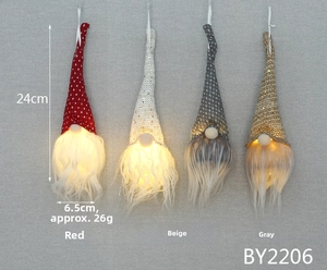 Set di 4 gnomi natalizi LED da 24 cm nei colori rosso, beige, grigio e caffè scuro