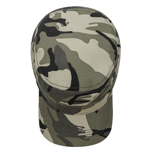 Classic camouflage flat top military cap in durable canvas with embroidery for outdoor use