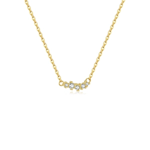 Minimalist S925 sterling silver rainbow arch pendant necklace with sparkling zircons