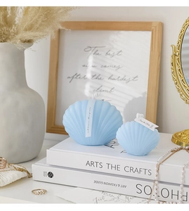 Blue shell-shaped scented soy candles for home decor and wedding gift decoration