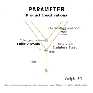 Detailed specifications of the double-layer gold stainless steel necklace with cubic zirconia